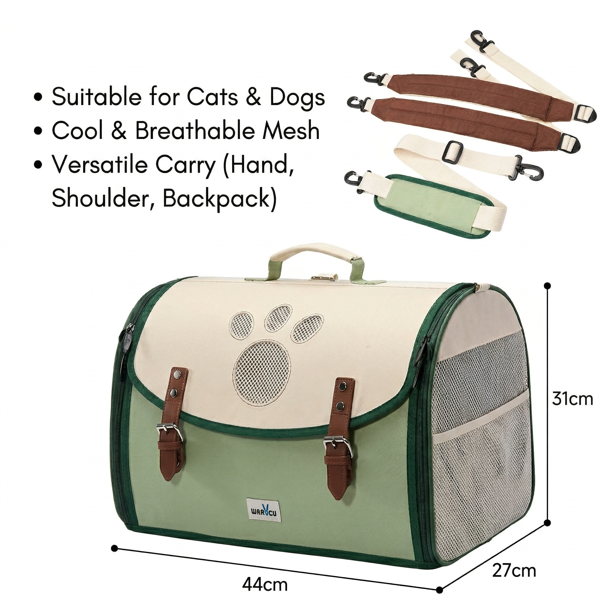 3-Way Anti-Escape Pet Carrier Backpack – Foldable Breathable Travel Bag for Cats & Small Dogs | Traverseon