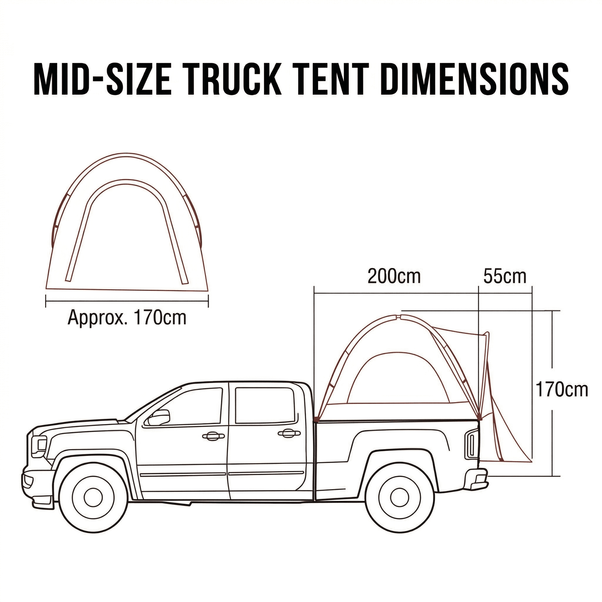 Pickup Truck Bed Tent with Rainfly – Waterproof Camping Shelter for 5.5–8 ft Beds | Traverseon