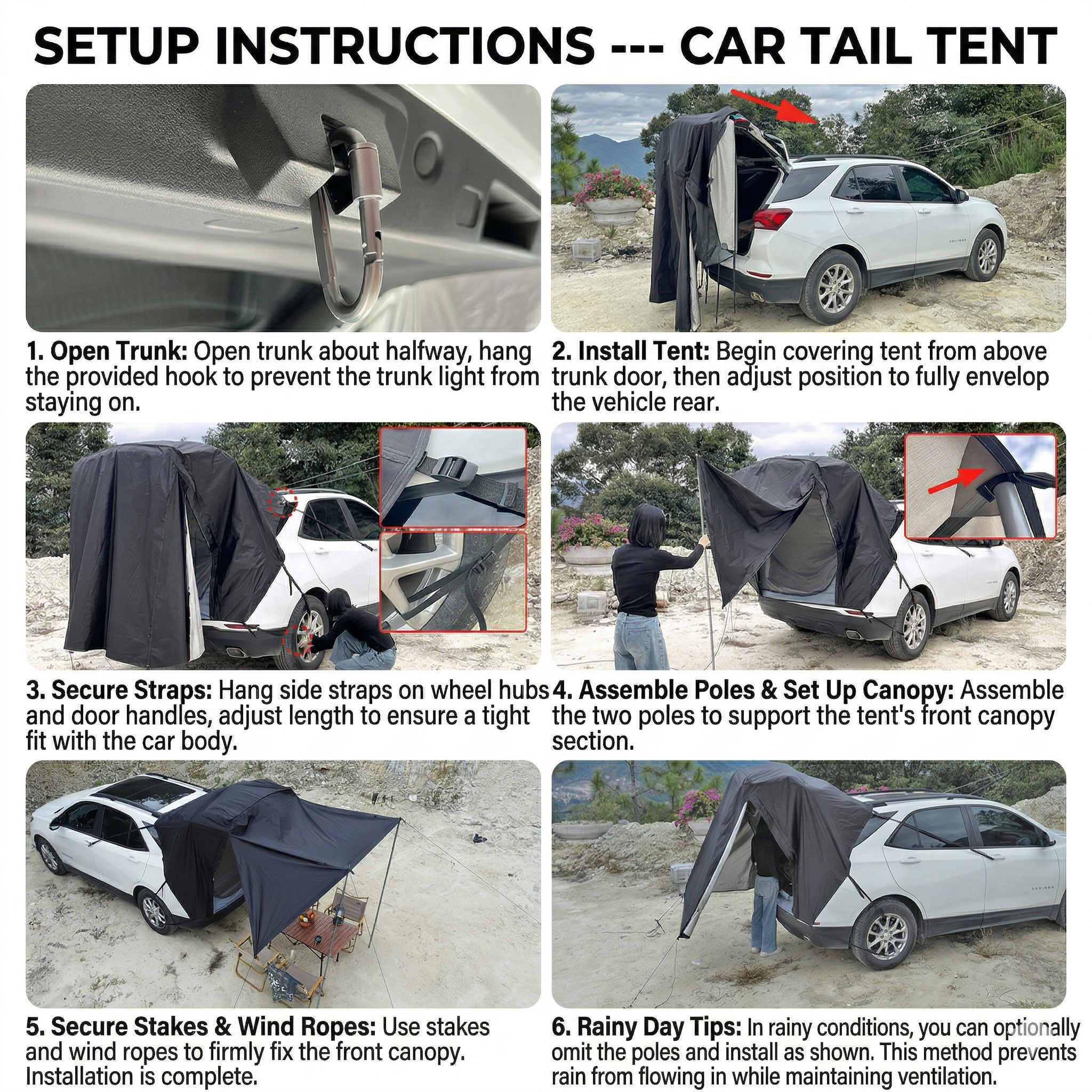 SUV Car Camping Tailgate Awning, Waterproof Privacy Screen, Extended Canopy, All-Terrain & All-Season Use | Traverseon