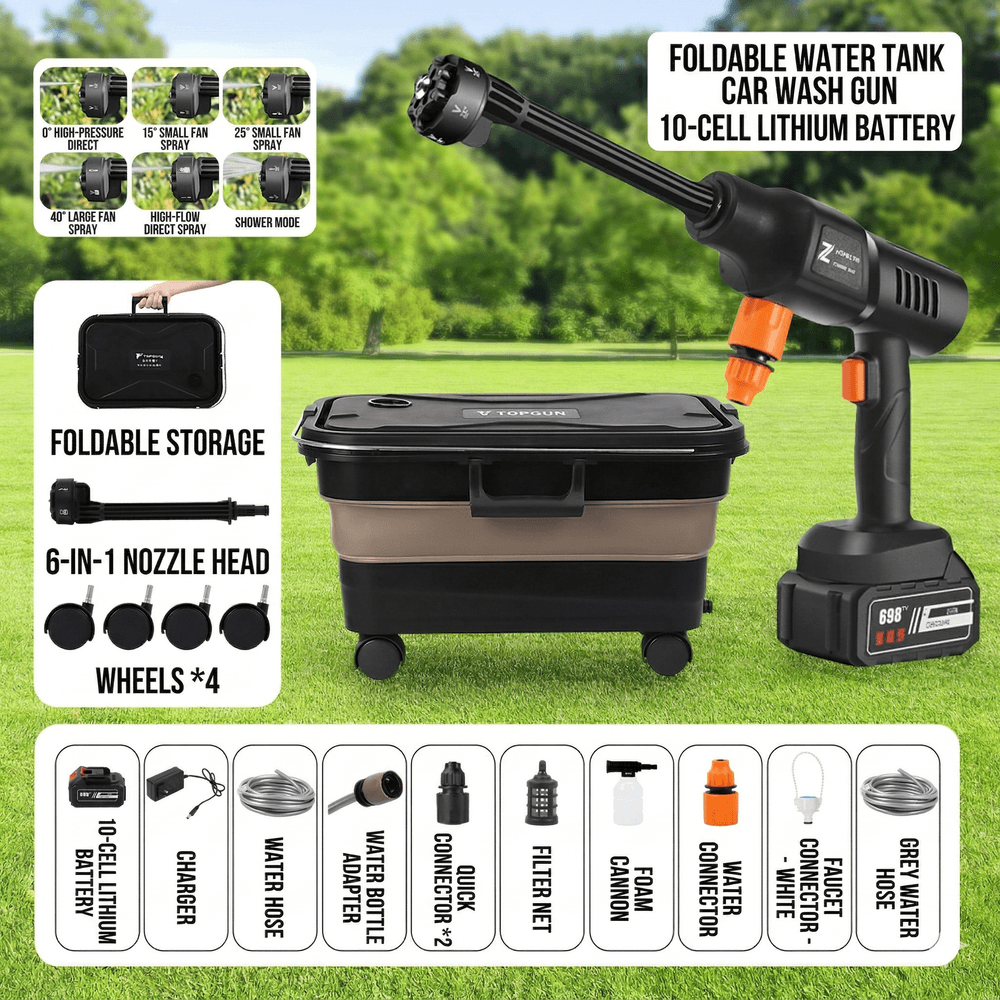 Portable Cordless Pressure Washer, 23L Tank, 6 Modes, All-Scene Cleaning | Traverseon