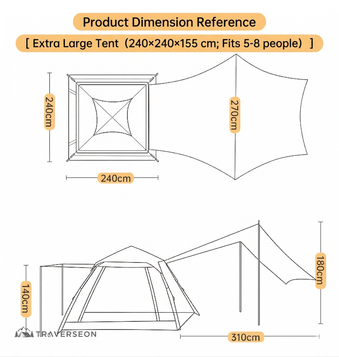 2-in-1 Automatic Pop Up Canopy & Camping Tent- Instant Setup,Versatile Shelter | Traverseon