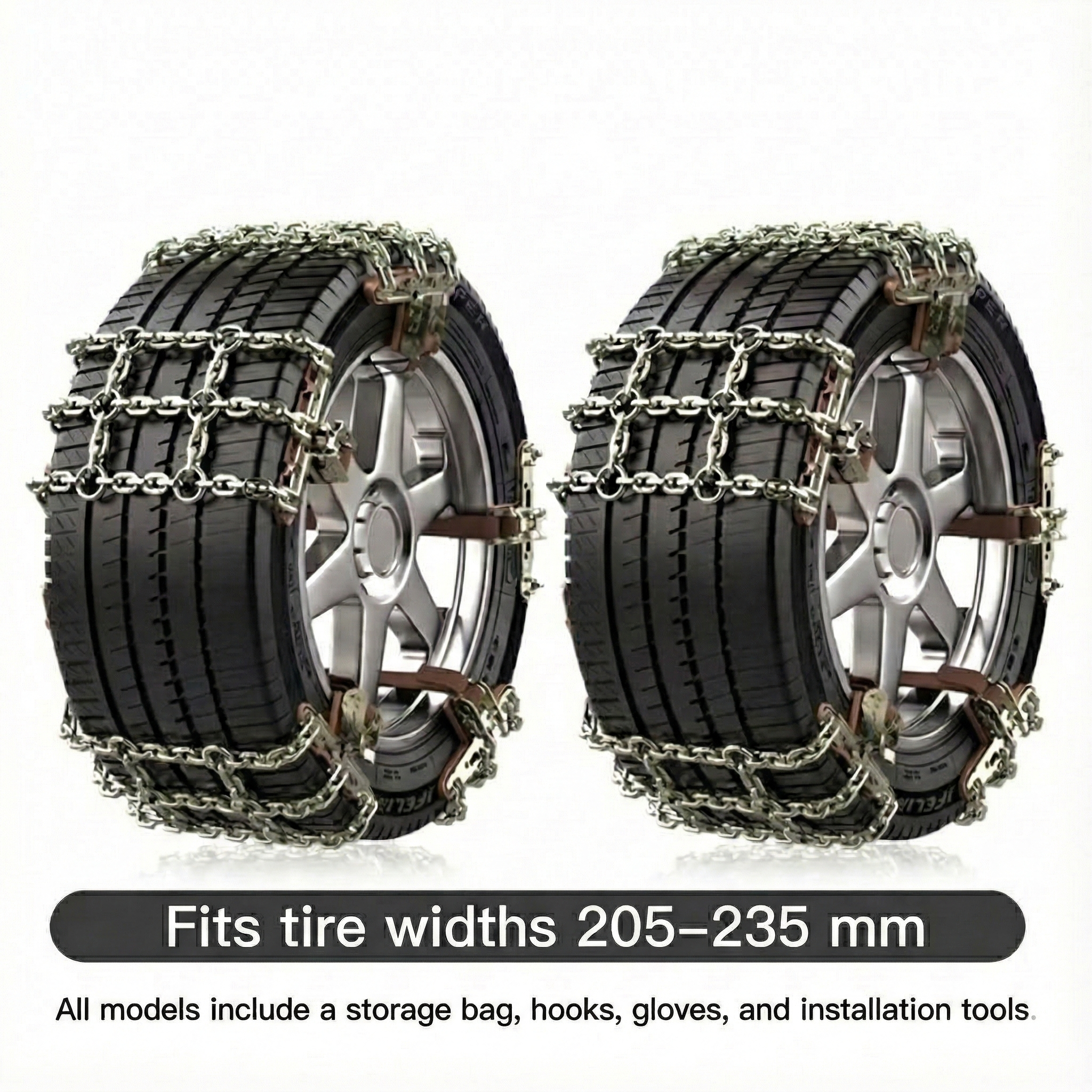 Snow Chains for Car Tires – Alloy Grid, Jack-Free Install | Traverseon