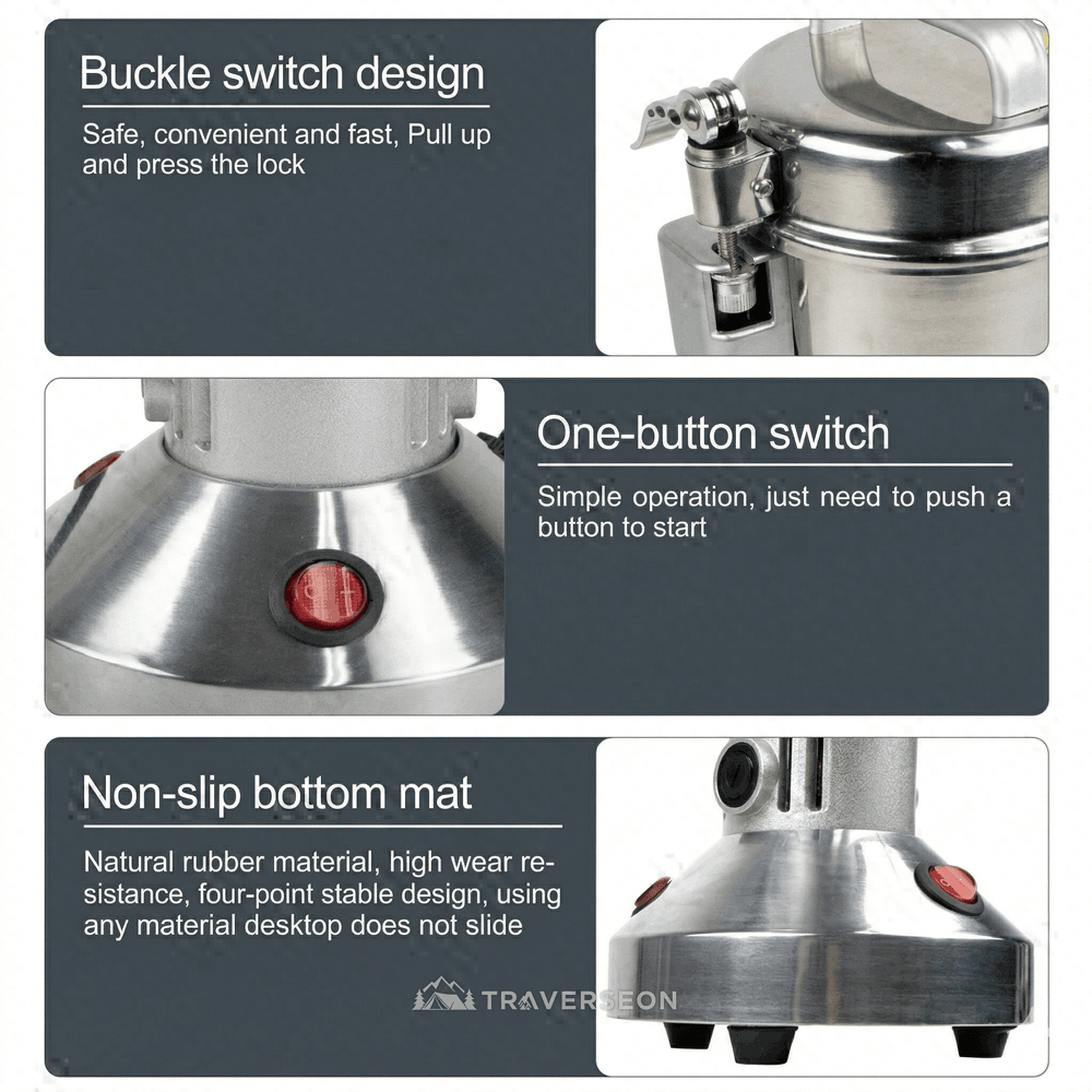 150g/350g Electric Kitchen Grinder – High-Speed Spice & Grain Mill | Traverseon