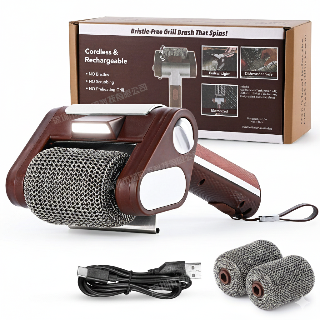 350 RPM Giddy Up Electric Grill Cleaner – Fast Cleaning for Outdoor BBQ, Long Battery Life, LED Light | Traverseon
