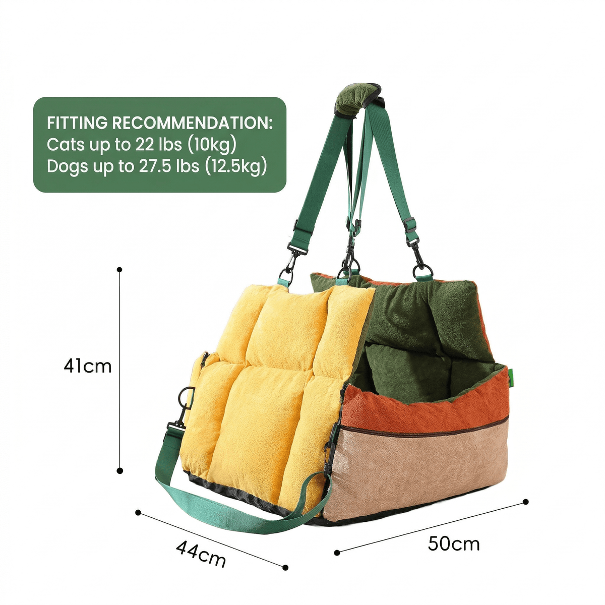 3-in-1 Pet Car Seat & Carrier - Washable Travel Bed for Car, Home & Outdoors (Up to 28 lbs) | Traverseon