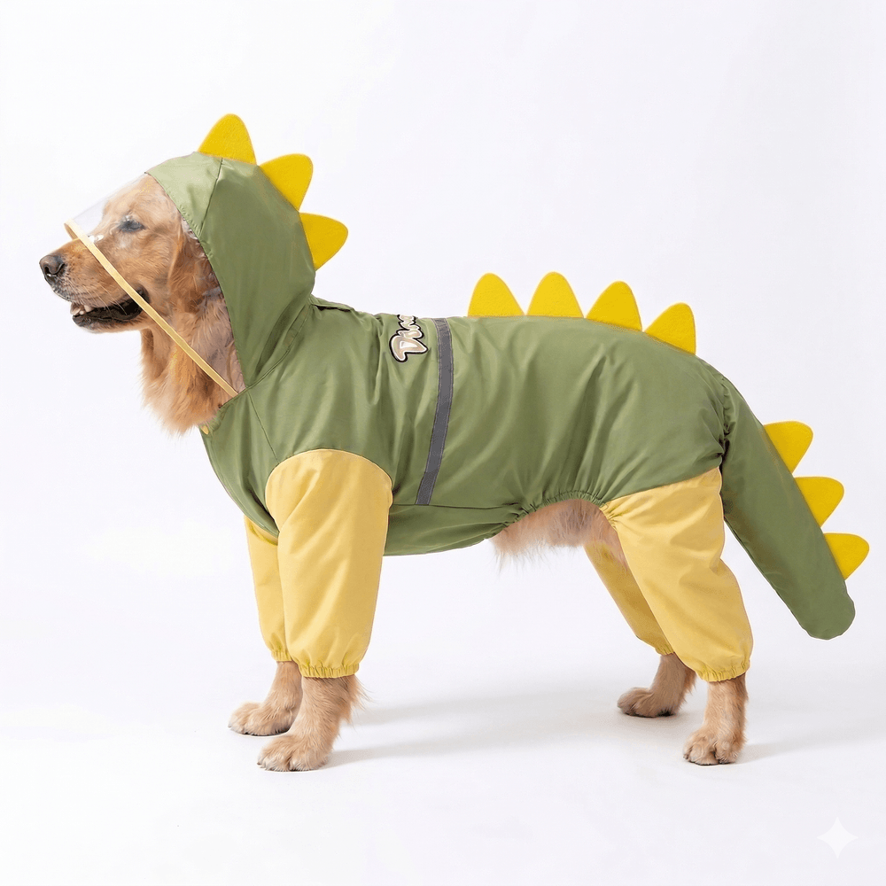 Breathable Large Dog Raincoat with Visor - U-Belly, 15000mm Waterproof, 3XL-8XL (25-88 lbs) | Traverseon
