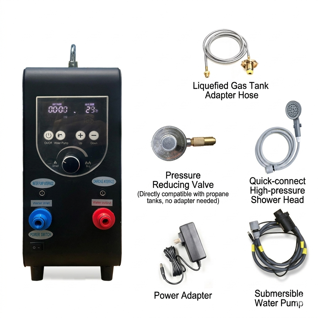 Portable Outdoor Water Heater with Instant 65°C Hot Water & 100-240V Universal Compatibility | Traverseon