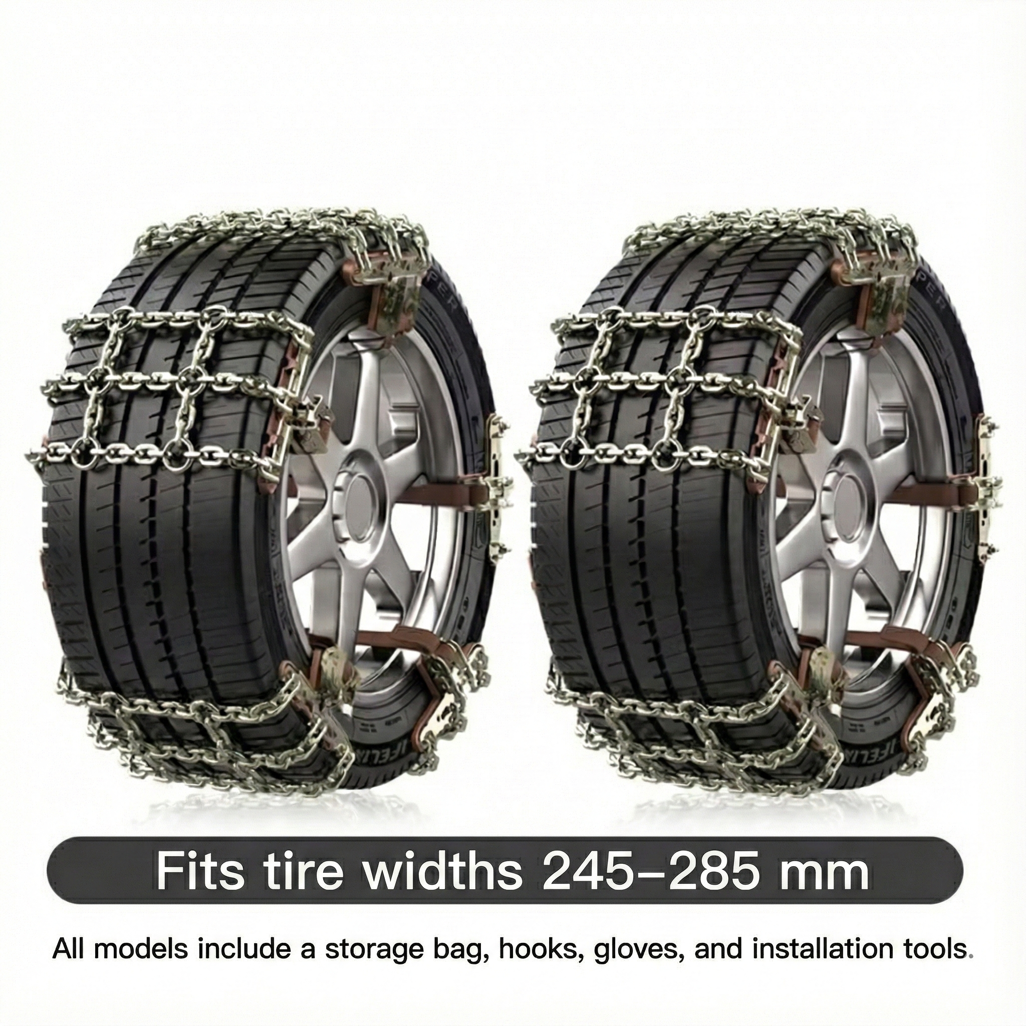 Snow Chains for Car Tires – Alloy Grid, Jack-Free Install | Traverseon