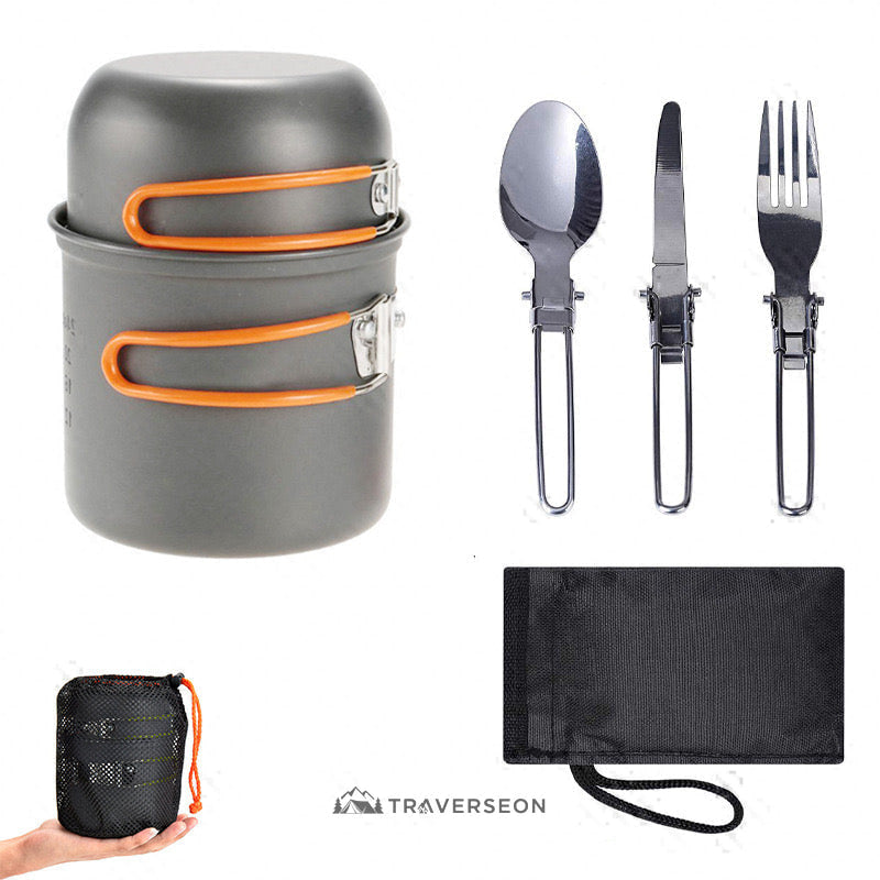 1–2 Person Camping Cookware Set – 5-Piece Backpacking Mess Kit | Traverseon