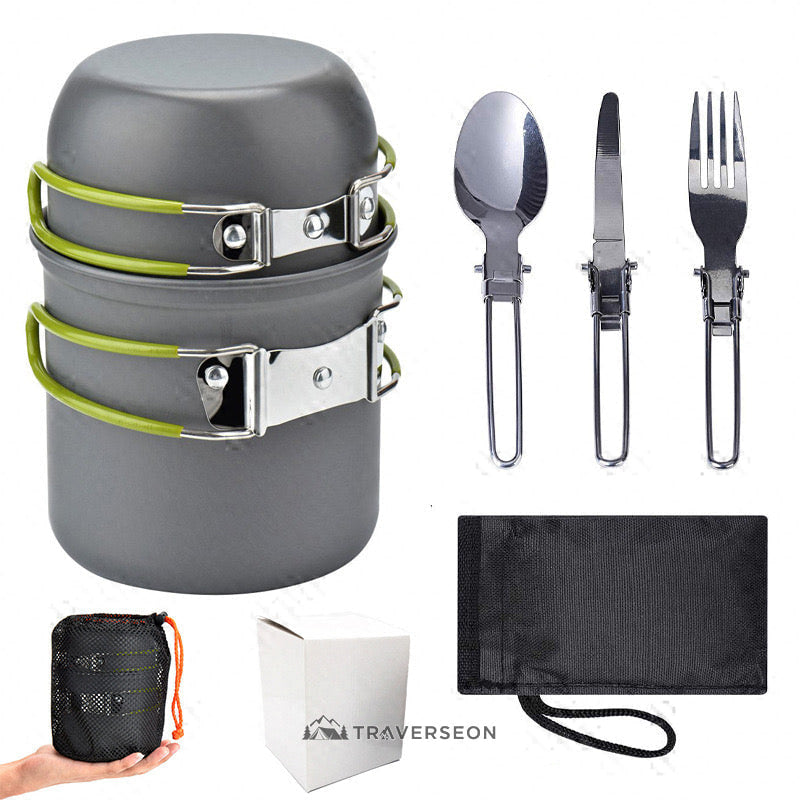 1–2 Person Camping Cookware Set – 5-Piece Backpacking Mess Kit | Traverseon