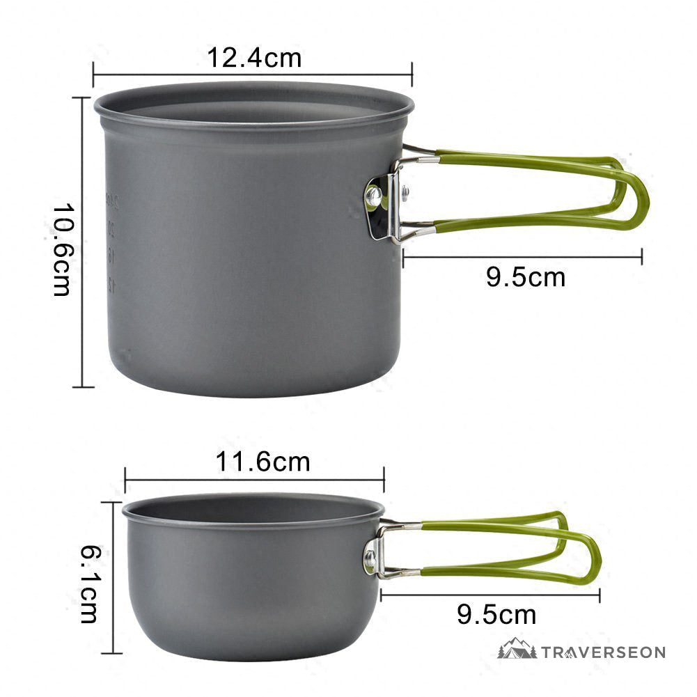 1–2 Person Camping Cookware Set – 5-Piece Backpacking Mess Kit | Traverseon