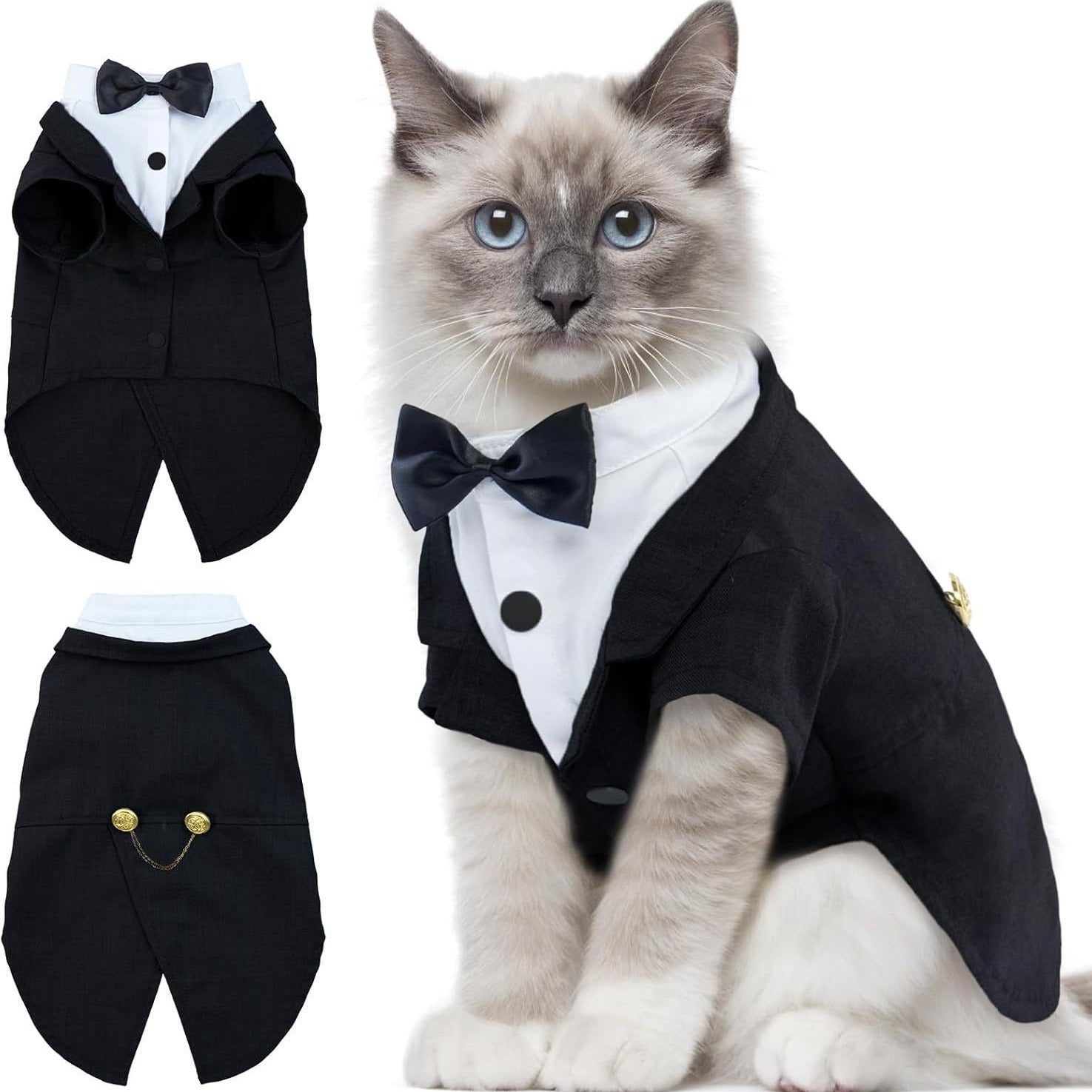 Cat Tuxedo Outfit – Formal Pet Suit with Bow Tie for Weddings & Parties | Traverseon