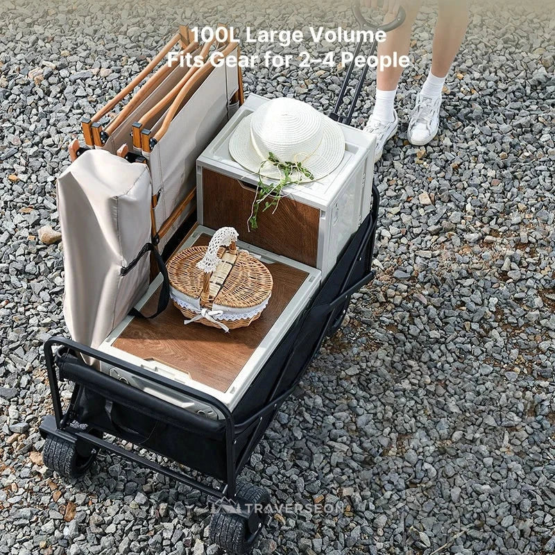 100L Collapsible Wagon – Foldable Utility Wagon Cart for Beach | Traverseon