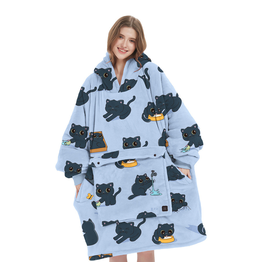 Cordless Heated Hoodie Blanket – 1400g Thick Flannel Cozy Warmth Anywhere | Traverseon