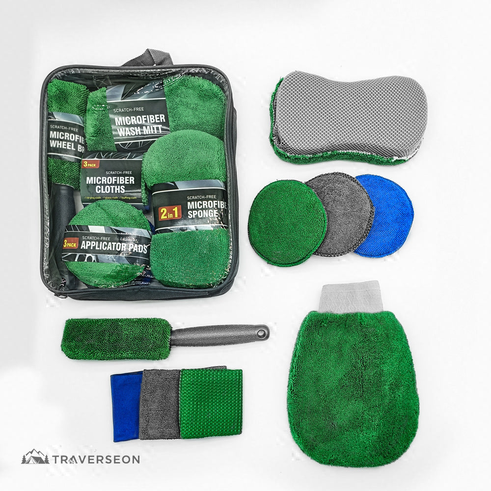 9-Piece Microfiber Car Cleaning Kit – Scratch-Free Car Detailing | Traverseon