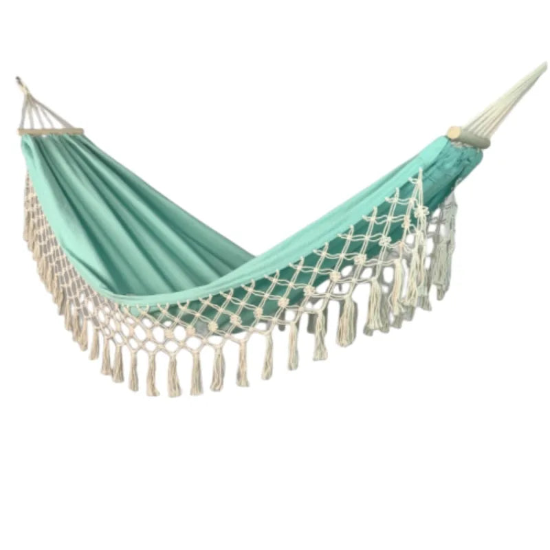 Outdoor Camping Canvas Swing Hammock with Wooden Posts – Anti Rollover Design, 220kg Weight Capacity | Traverseon