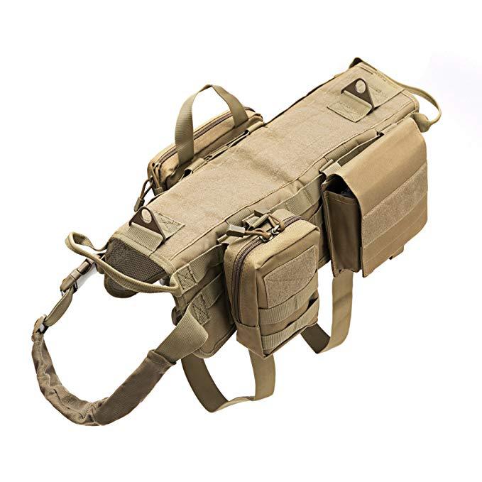 Tactical Dog Vest Harness – Adjustable, Pouches, Handle, for Hiking Training | Traverseon