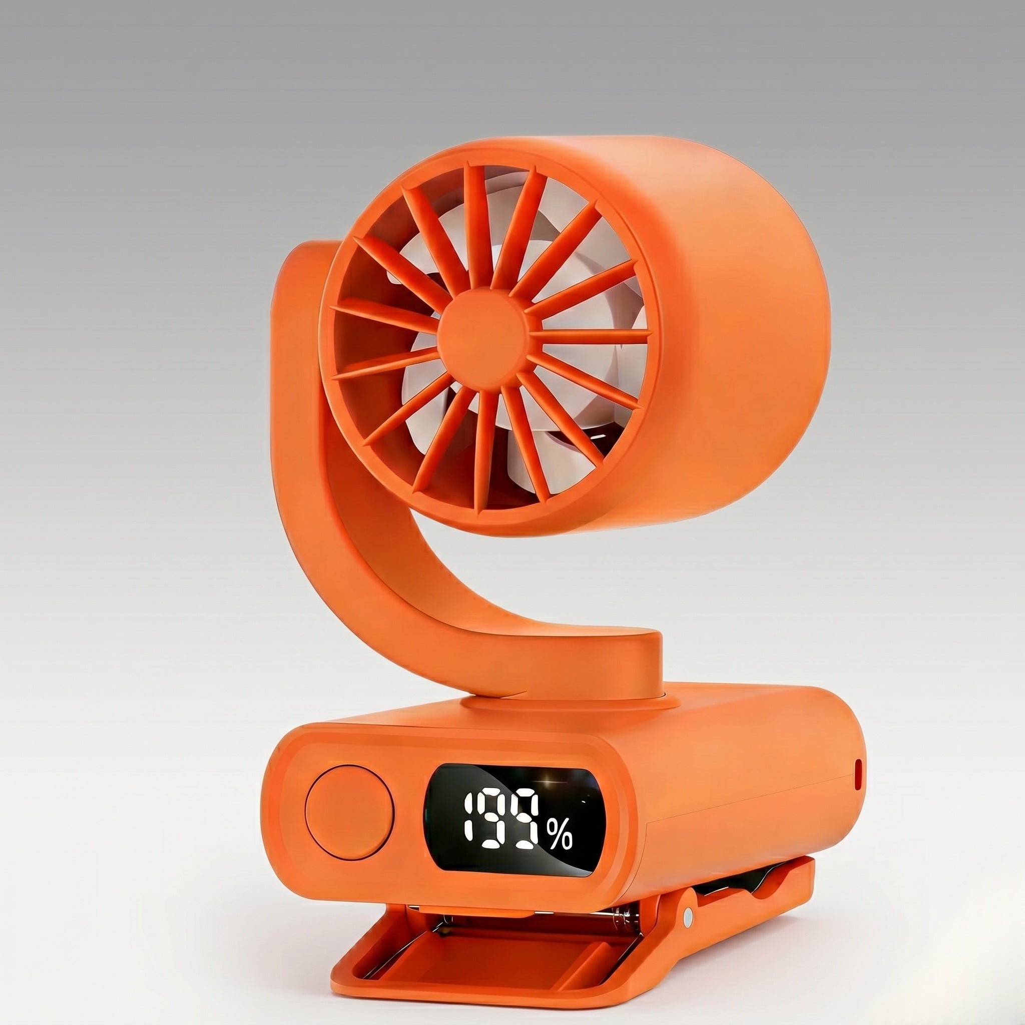 Portable Clip-On Mini Fan – 1200mAh Type-C 5-Speed Stepless Rotatable Quiet Turbo For Outdoor Camping Travel Office | Traverseon