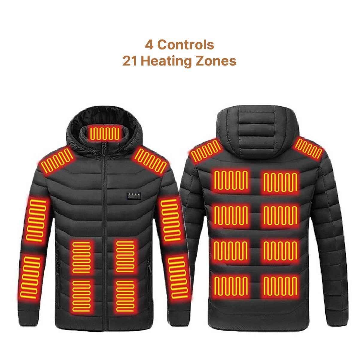 Heated jacket with 3 modes, windproof design, and 1-min quick heat.