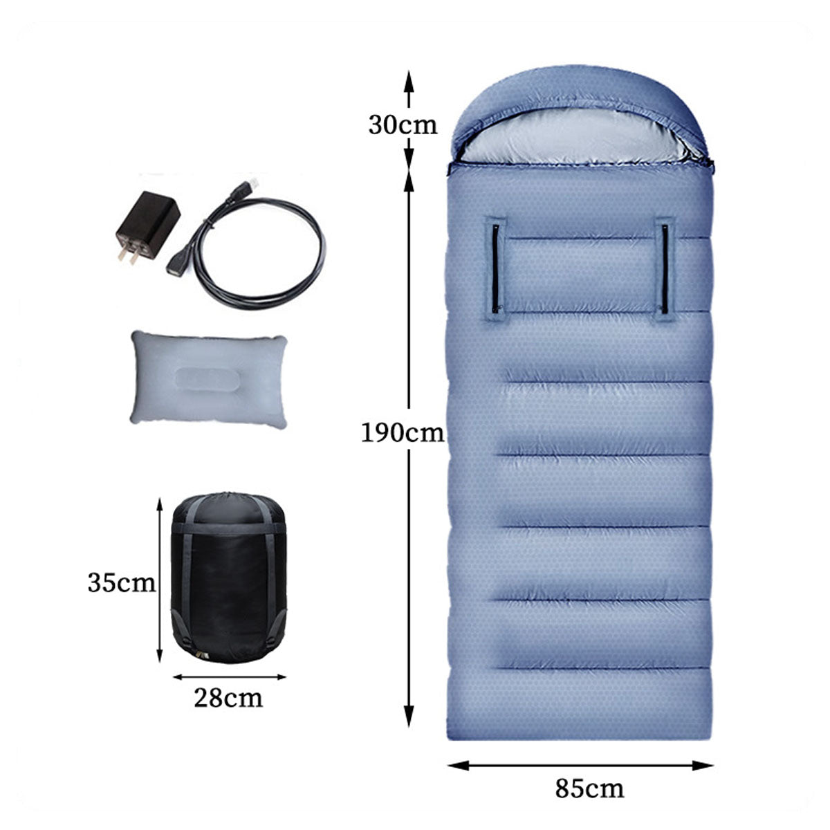 Winter USB-Powered Heating Sleeping Bag – Hands Free and Suitable for Temperatures Above -20°C