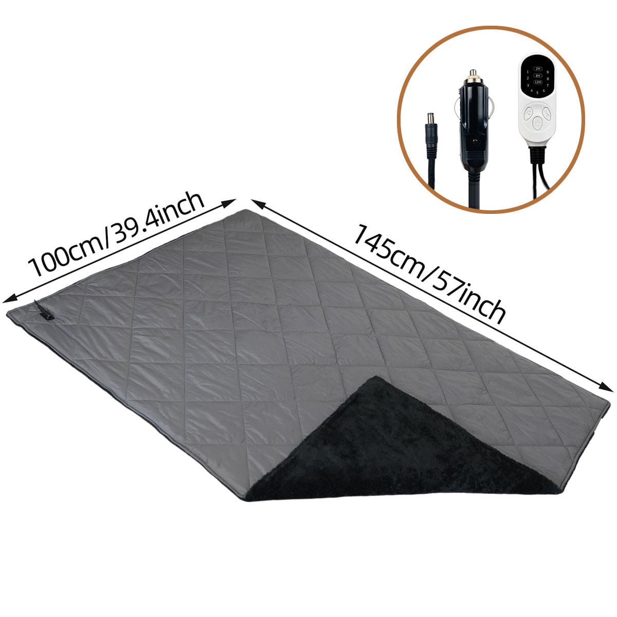 12V Car Heated Blanket – 145 × 100 cm Electric Travel Blanket | Traverseon