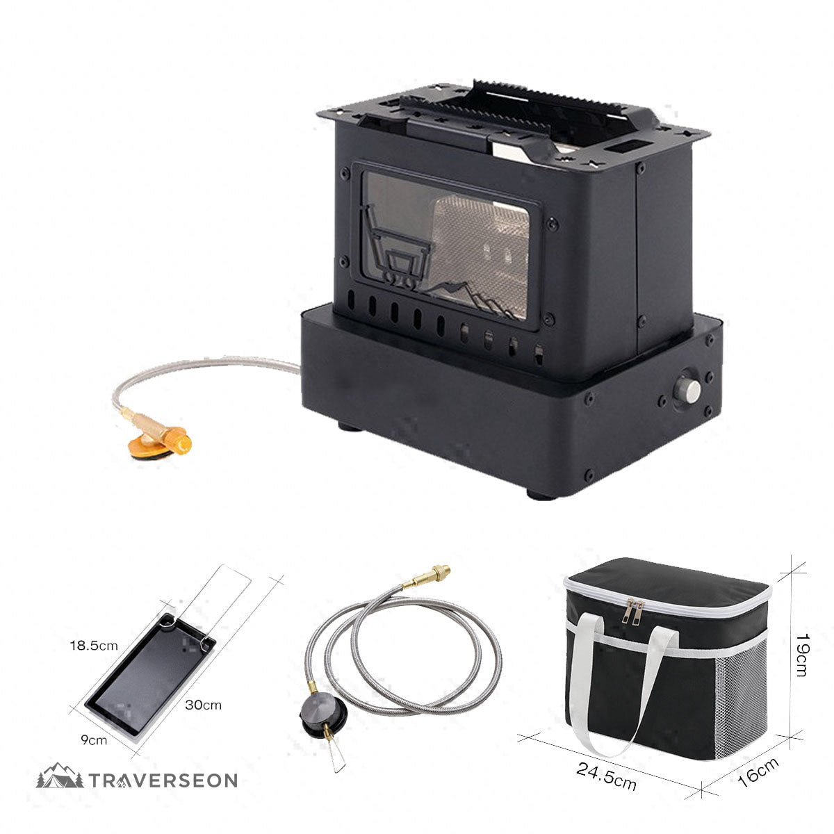 1900W Propane Camping Stove Heater – 2-in-1 Cooktop with Flame View | Traverseon