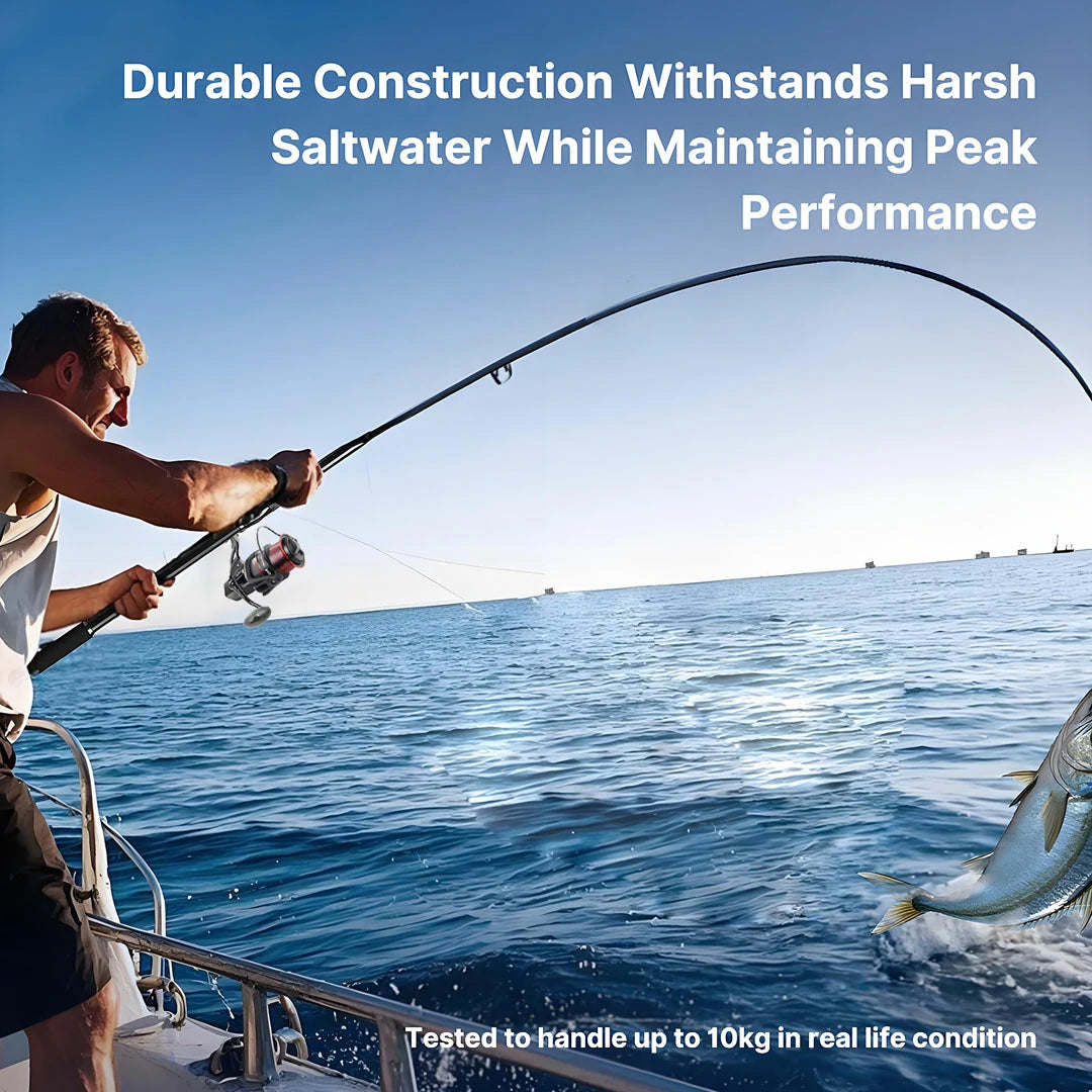 Saltwater Spinning Fishing Rod – 10kg Drag, Compact Carbon Fiber | Traverseon