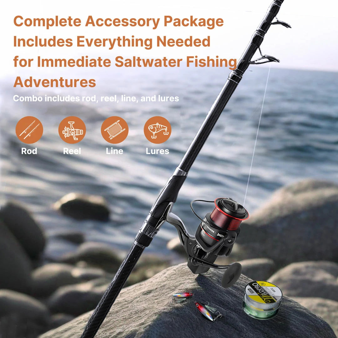 Saltwater Spinning Fishing Rod – 10kg Drag, Compact Carbon Fiber | Traverseon