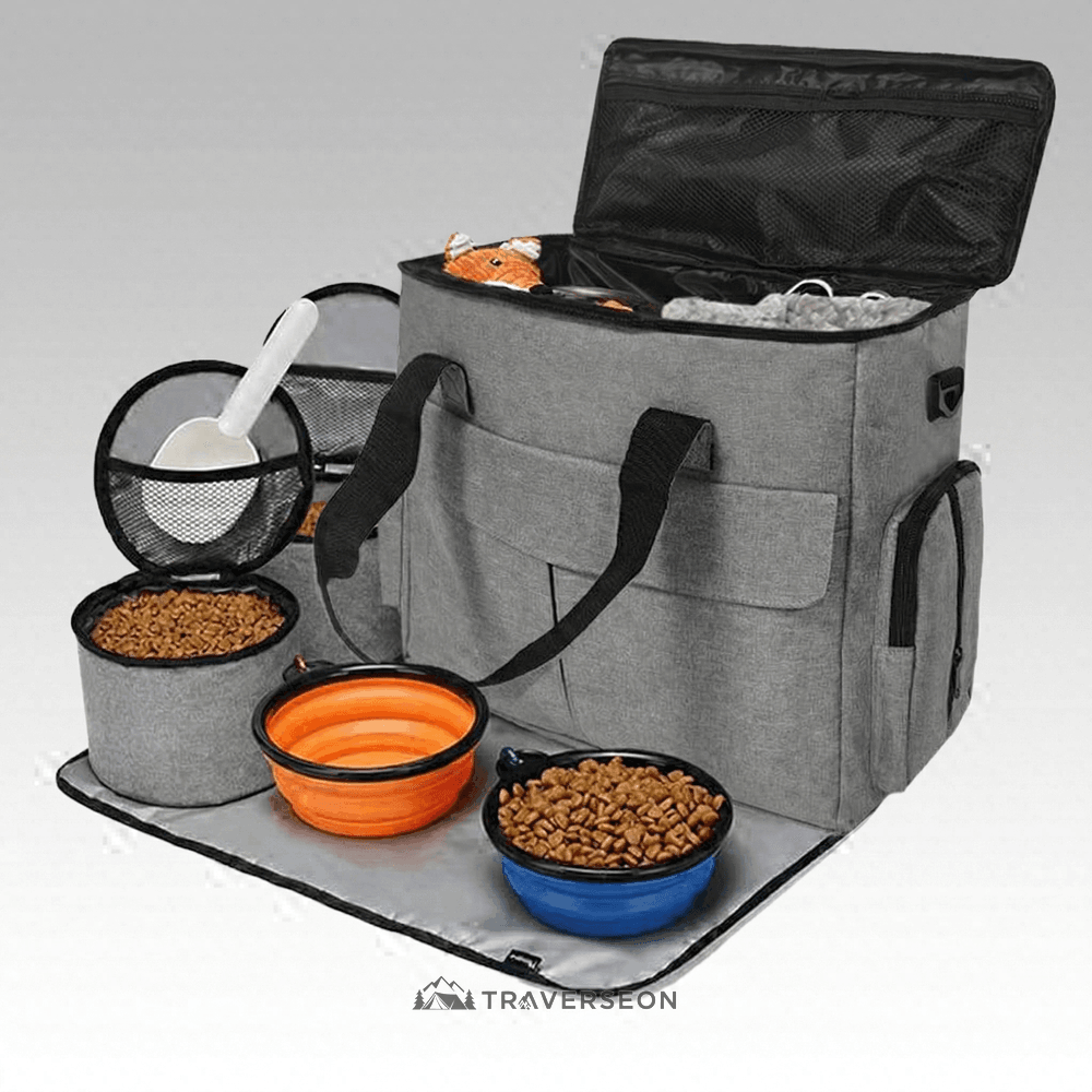 13-Piece Pet Travel Organizer Bag – Airline Approved Storage Kit | Traverseon