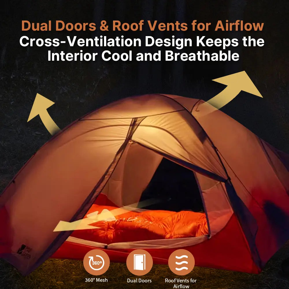 1.18Kg Ultralight 1–2 Person Double-Layer Camping Tent – Waterproof & Windproof