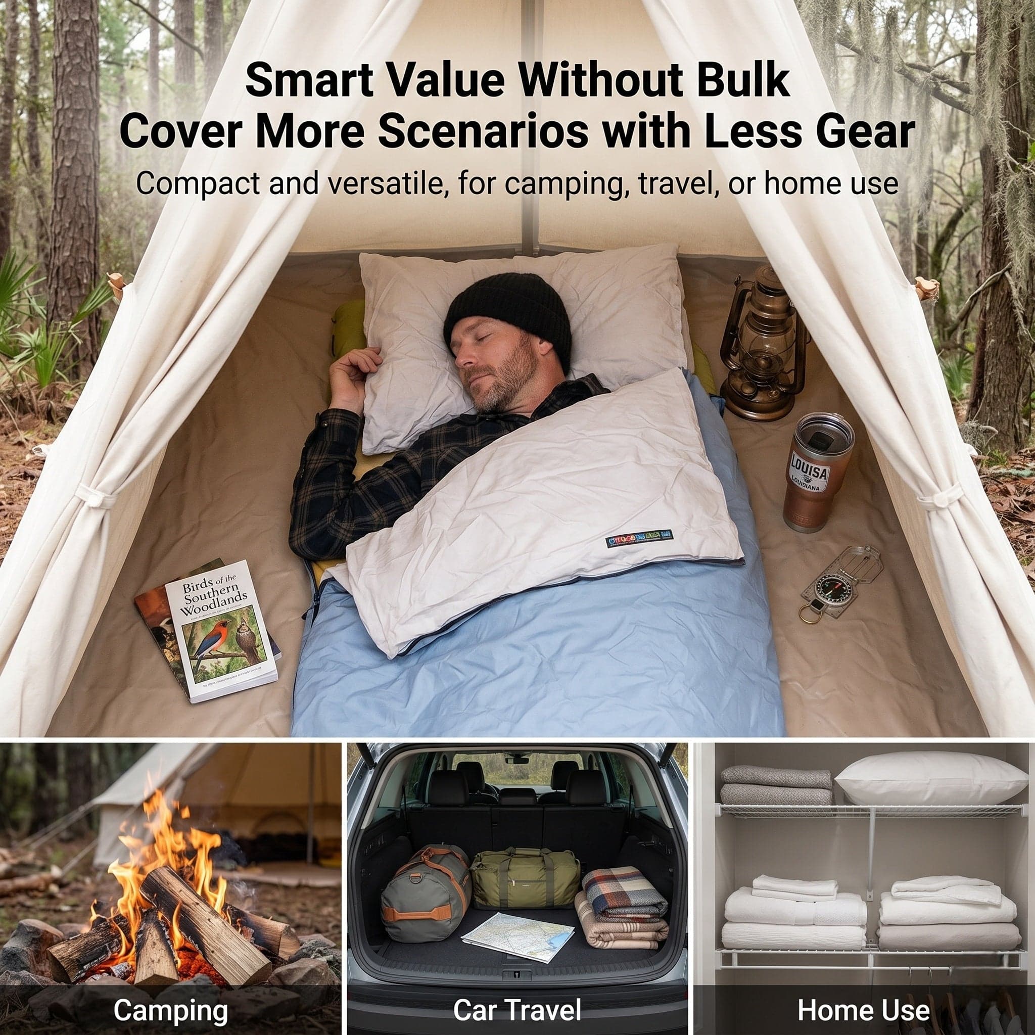 Traverseon 1P All-Season Ultralight Washable Envelope Sleeping Bag
