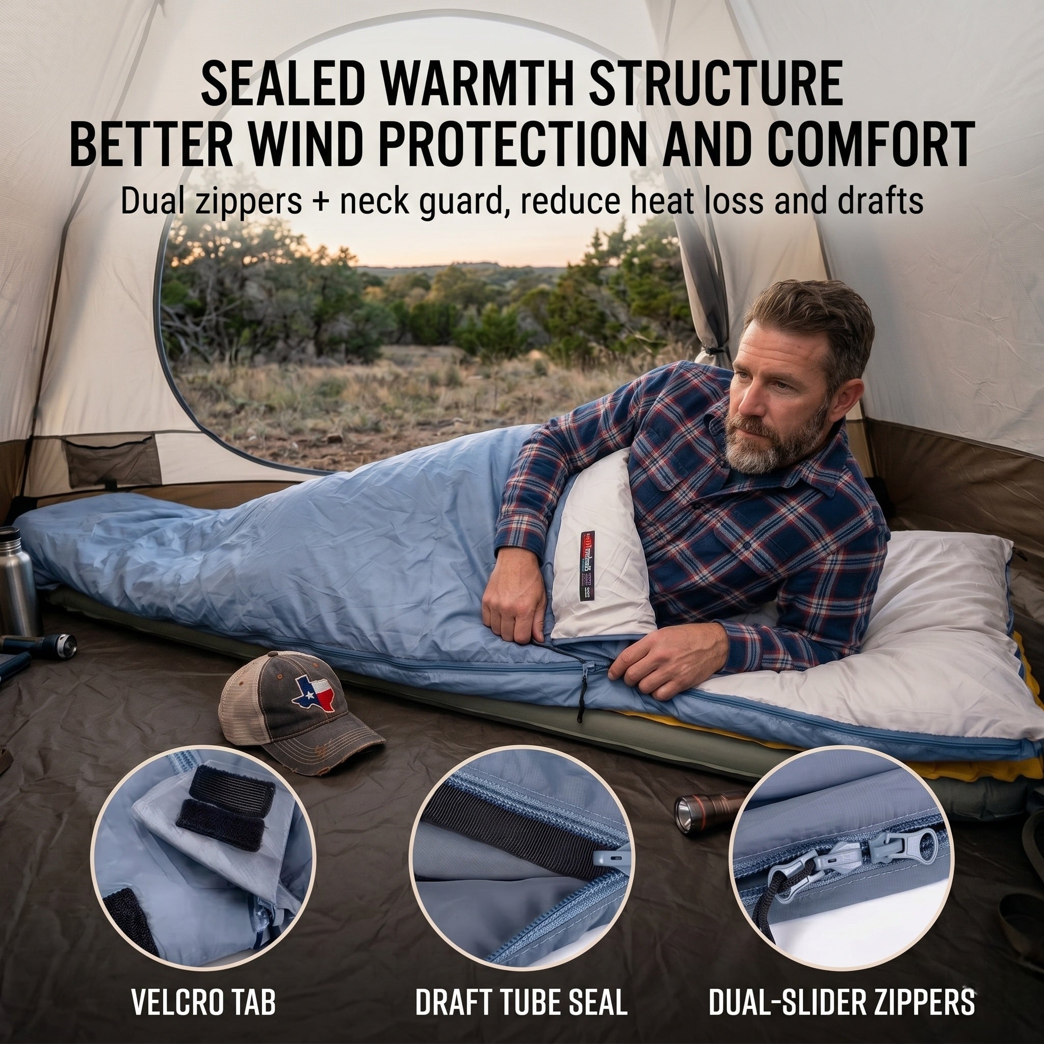 Traverseon 1P All-Season Ultralight Washable Envelope Sleeping Bag