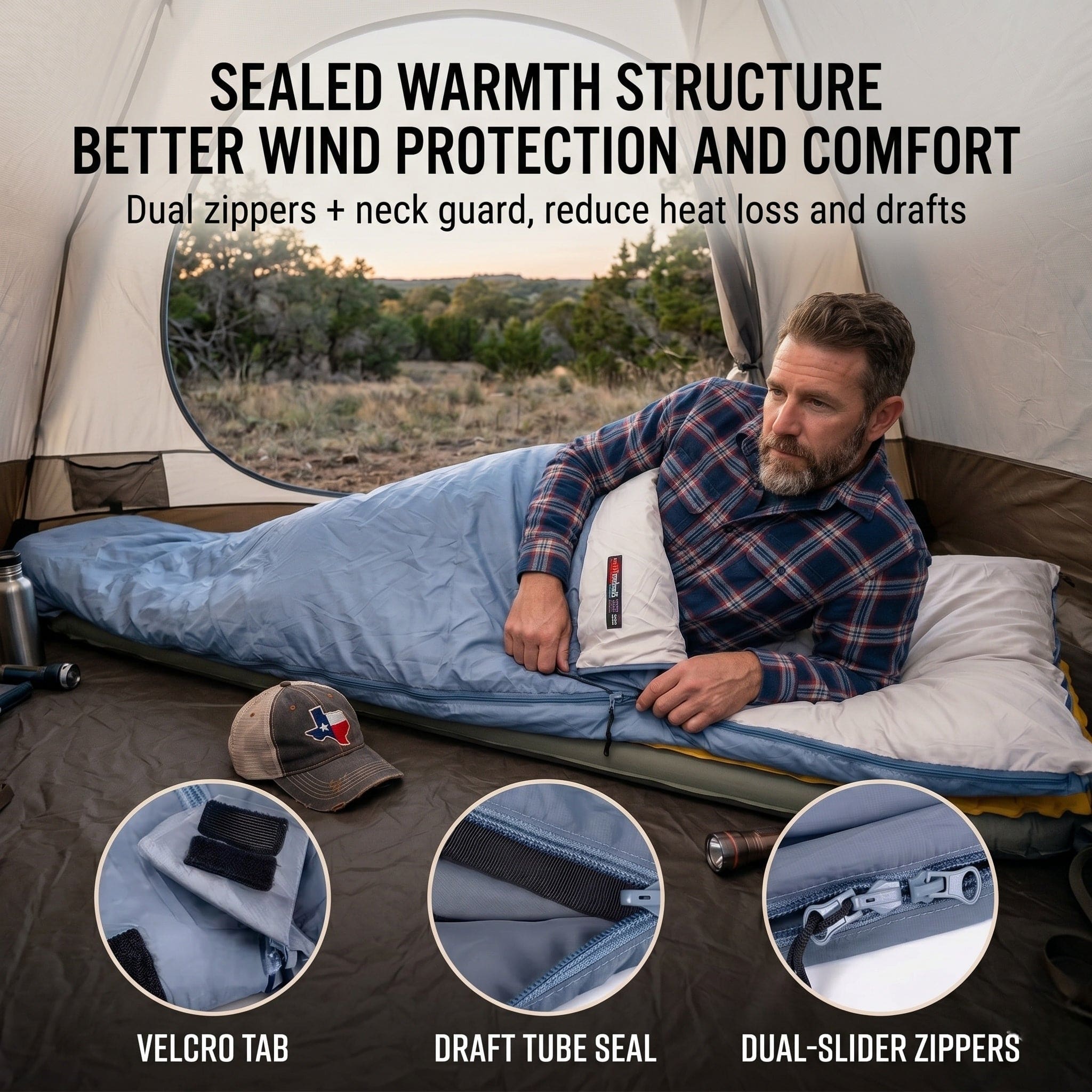 Traverseon 1P All-Season Ultralight Washable Envelope Sleeping Bag