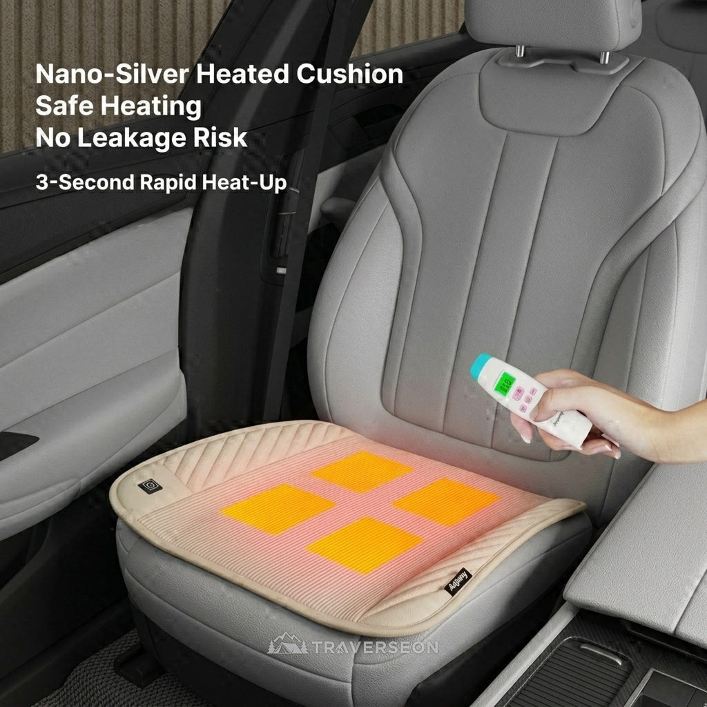 12V Electric Heated Car Seat Cushion β 3s Quick Heat, 45β65Β°C | Traverseon