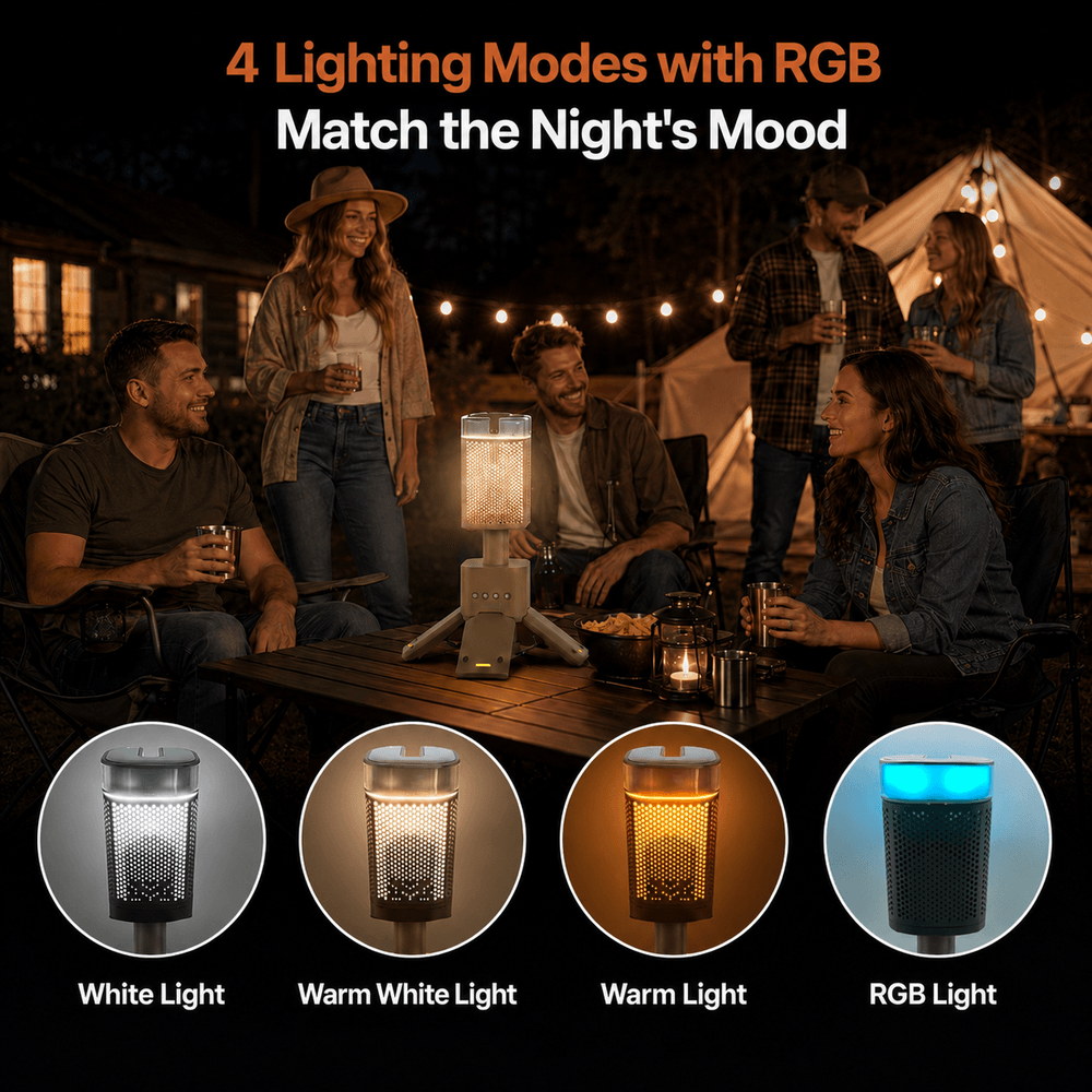 14000mAh Rechargeable Telescopic Camping Lantern with Bluetooth Speaker | Traverseon