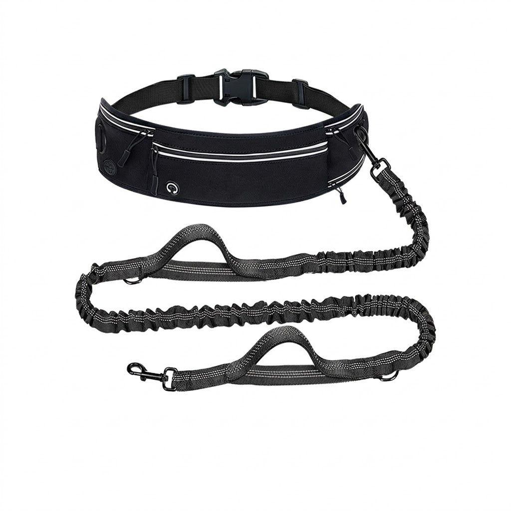 Hands-Free Dog Leash with Waist Bag – Dual Buffer Anti-Pull Running Leash for Walking & Hiking | Traverseon