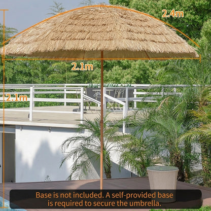 Straw Patio Umbrella – 2M/2.4M DoubleTop Anti-Pinch Tiltable Waterproof Deck Backyard Pool Garden | Traverseon