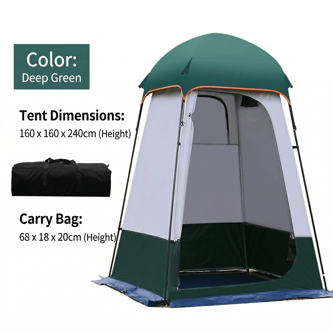 Outdoor Privacy Shower Tent – Waterproof UV-Resistant Changing Shelter with Floor & Hook | Traverseon
