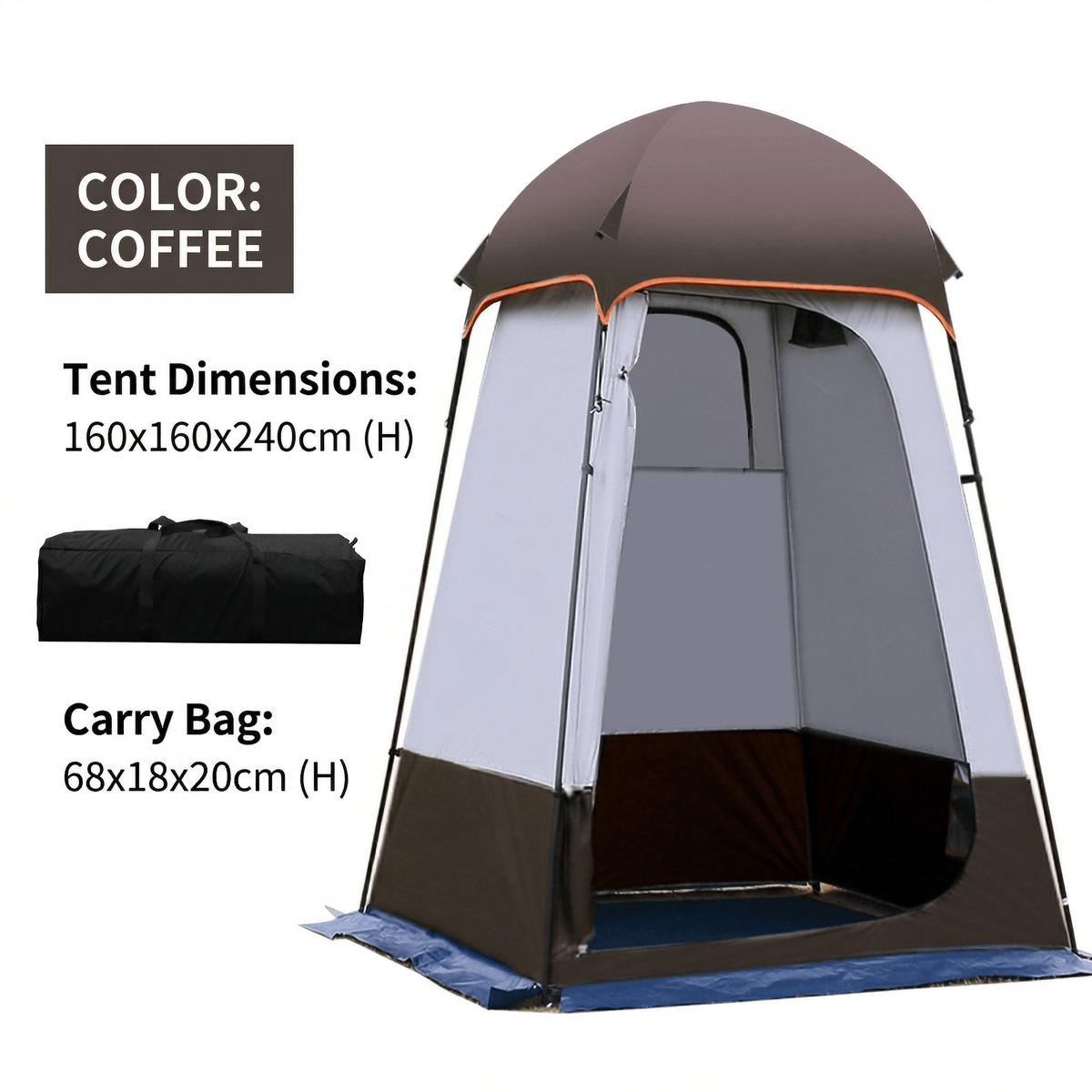 Outdoor Privacy Shower Tent – Waterproof UV-Resistant Changing Shelter with Floor & Hook | Traverseon