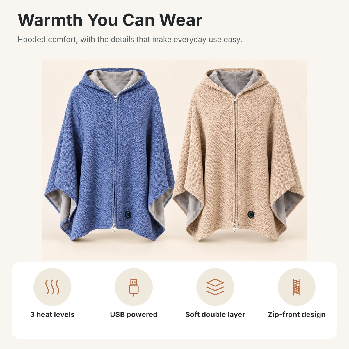 Cordless Graphene Heated Shawl – Hands-Free Wearable Warmth for Office & Home | Traverseon