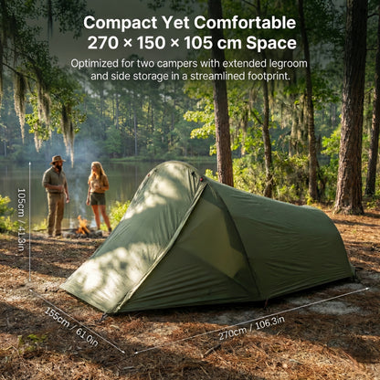 AeroDuo 2P Ultralight Tunnel Tent — 1.58 kg Compact Shelter
