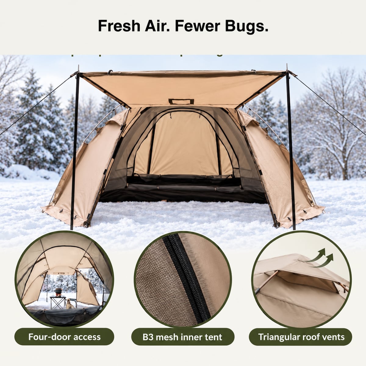 All-Season Family Hot Camping Tent with Stove Jack