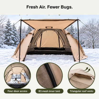 All-Season Family Hot Camping Tent with Stove Jack