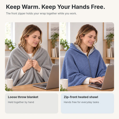 Cordless Graphene Heated Shawl – Hands-Free Wearable Warmth for Office & Home | Traverseon