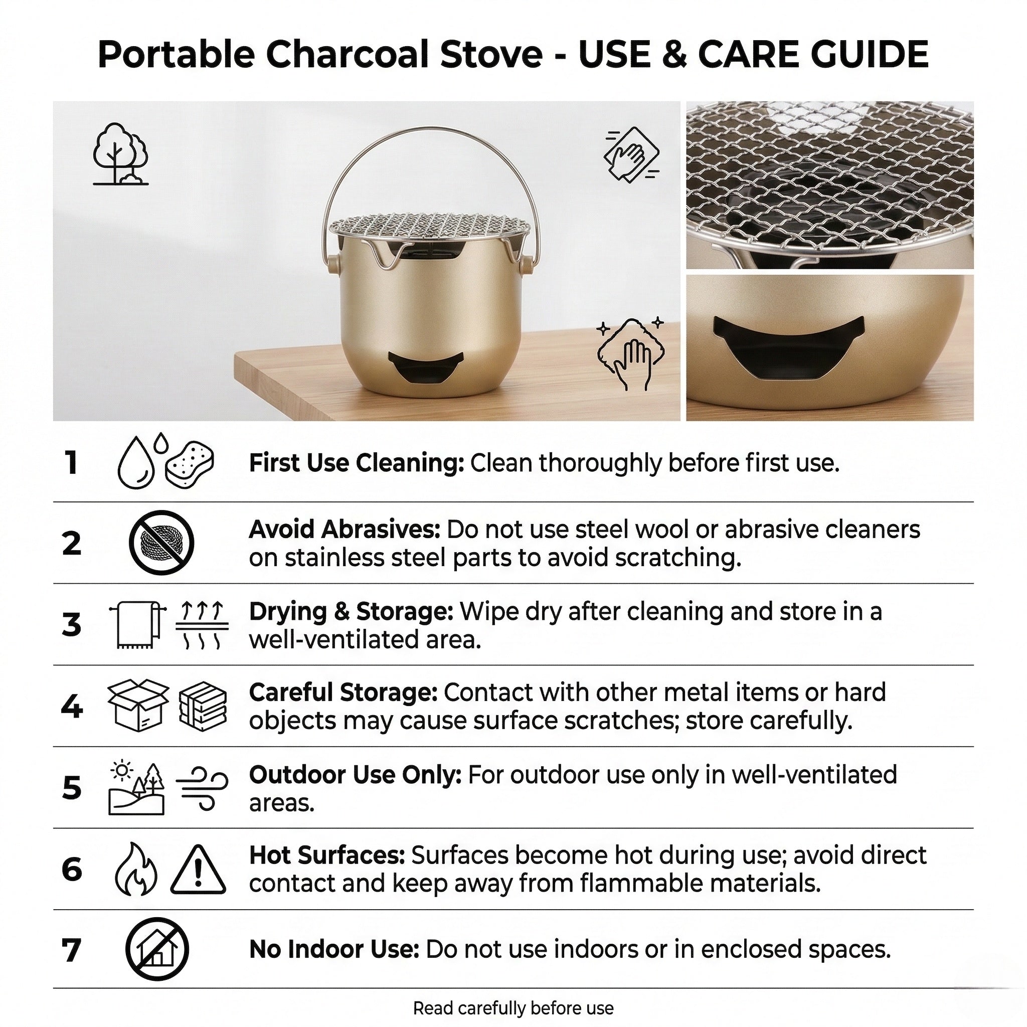 Mini Cast Iron Charcoal Grill – Portable Tabletop Korean BBQ Grill for Camping & Patio | Traverseon