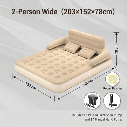 Air Mattress – Inflatable Bed Twin/Double Backrest Camping Outdoor | Traverseon