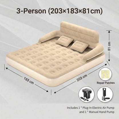 Air Mattress – Inflatable Bed Twin/Double Backrest Camping Outdoor | Traverseon