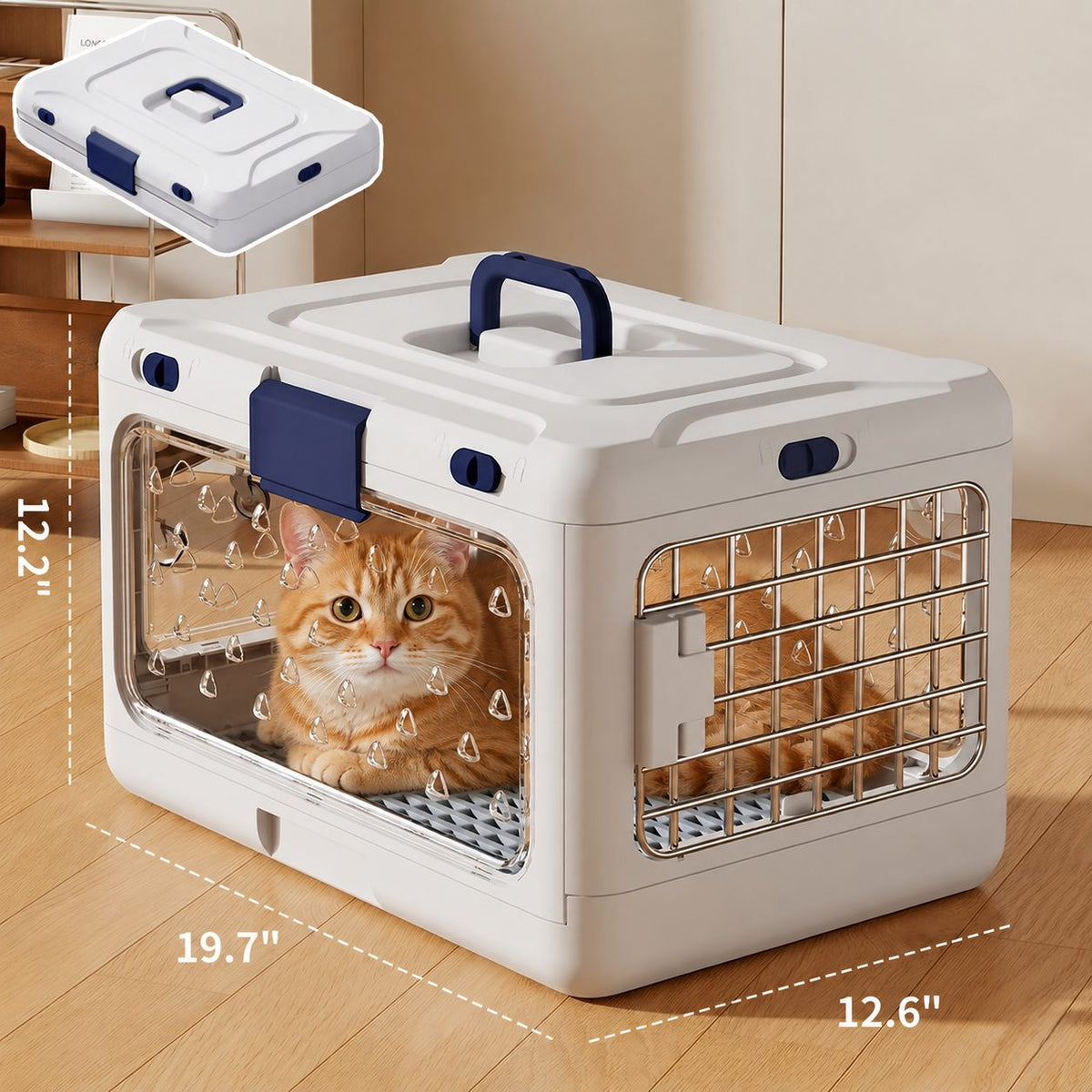 Top-Opening Foldable Pet Carrier – Hard-Sided Ventilated for Air Travel | Traverseon