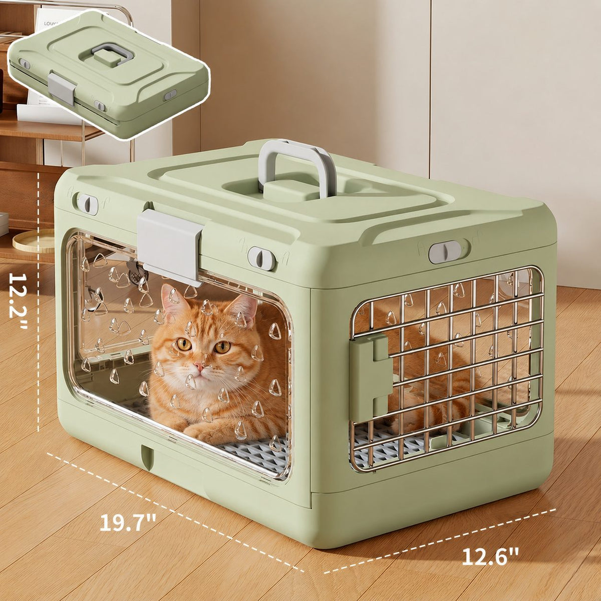 Top-Opening Foldable Pet Carrier – Hard-Sided Ventilated for Air Travel | Traverseon