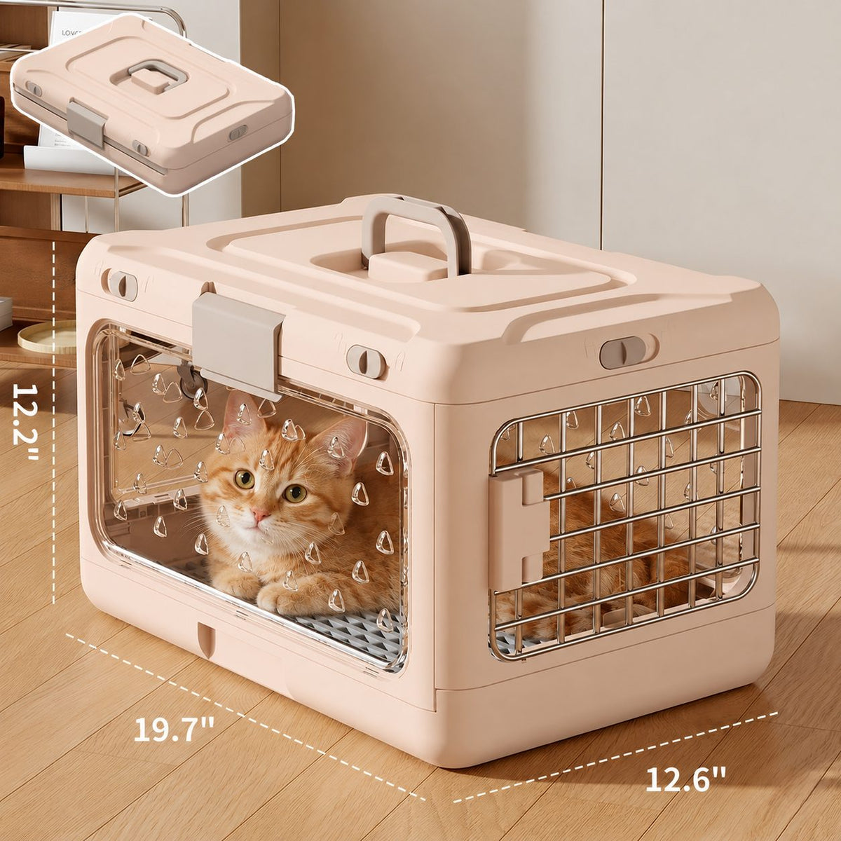 Top-Opening Foldable Pet Carrier – Hard-Sided Ventilated for Air Travel | Traverseon